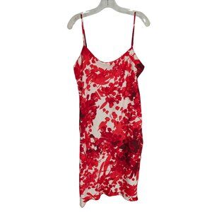 Natori Slip Dress Old Money Aesthetic White Red Flowy Feminine Classic Sexy L